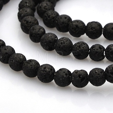 Natural Lava Rock Round Beads Strands G-N0120-18-4mm-1