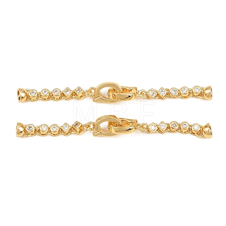 Brass Micro Pave Clear Cubic Zirconia Fold Over Clasps KK-U059-64G-1
