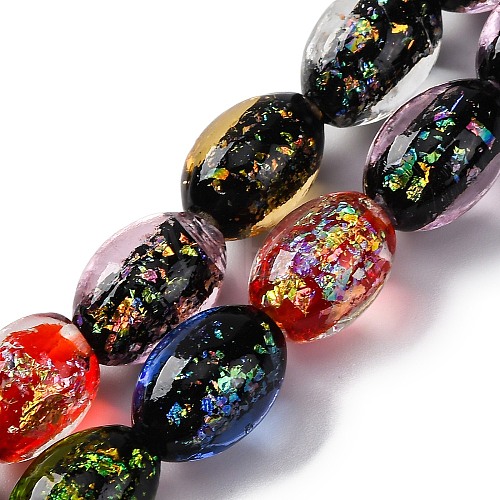 Handmade Dichroic Foil Glass Beads Strands DICH-U001-12J-1