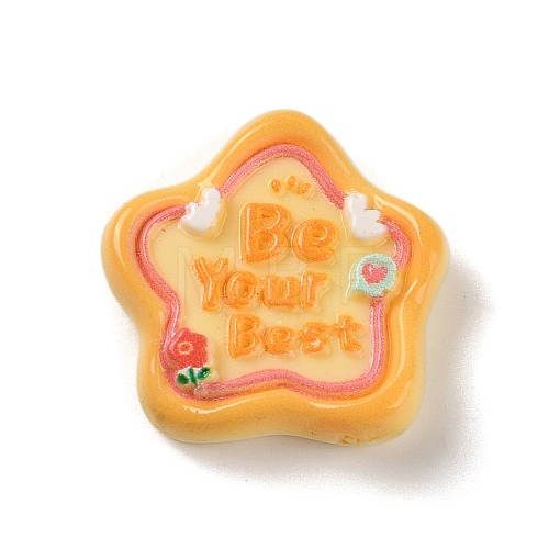 Star Cartoon Word Be Your Best Opaque Resin Decoden Cabochons X-RESI-R447-02C-1