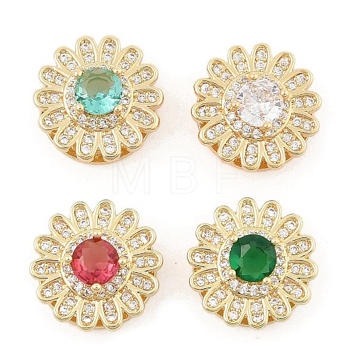 Brass Micro Pave Cubic Zirconia Slide Charms ZIRC-I068-12G-1