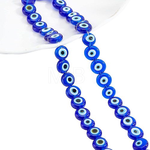  Handmade Evil Eye Lampwork Beads Strands LAMP-NB0001-60B-01-1