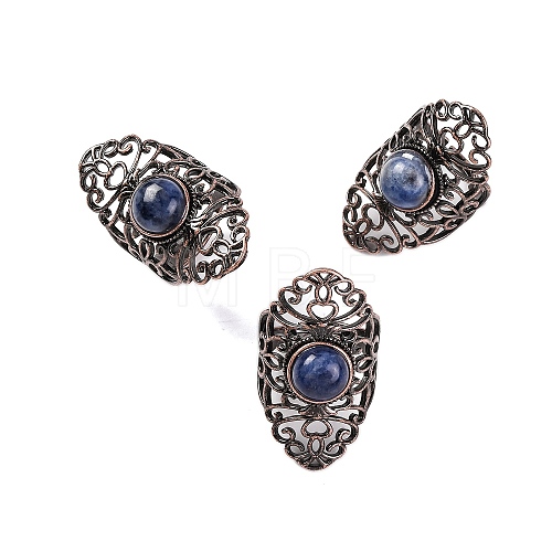 Natural Sodalite Retro Finger Rings RJEW-B067-02R-18-1