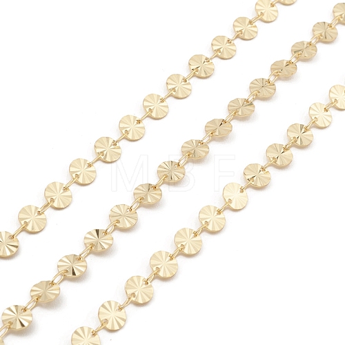 Brass Flat Round Link Chains CHC-M025-32G-1