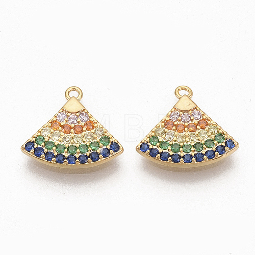 Brass Colorful  Cubic Zirconia Charms ZIRC-Q021-037G-NF-1