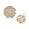 Natural Gemstone & Glass Seed Beaded Flower Pendants PALLOY-MZ01211-3