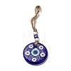 Flat Round with Evil Eye Lampwork Pendant Decoration HJEW-Z005-01I-1