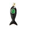 Fish Brass Micro Pave Cubic Zirconia Pendants KK-K408-49G-01-1
