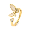 Butterfly Clear Cubic Zirconia Open Cuff Ring RJEW-U003-16G-1