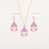 Easter Egg Alloy Enamel Pendant Necklace & Dangle Earrings Sets FS-WG38758-03-1