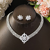 Alloy Micro Pave Cubic Zirconia Chain Neckalces & Studs Earrings Sets WGE92C8-01-2