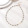 Faceted Dyed Natural Agate Round Beads & 304 Stainless Steel Tiny Cross Handmade Link Chain Necklaces NJEW-JN05842-02-1