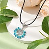 Natural Apatite & Glass Seed Beads Pendant Necklaces NJEW-MZ00050-02-2