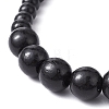 Natural Wood & Glass Round Beaded Necklace NJEW-JN04477-5