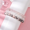 3Pcs 3 Styles Natural Mixed Gemstone Round Beaded Stretch Bracelets Set BJEW-JB10139-04-3