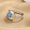 Oval Brass with Synthetic Turquoise Finger Rings FS-WG5DC9A-05-3