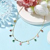 Brass Enamel Flat Round Charm Necklaces for Women NJEW-JN04743-2