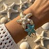 Ocean Alloy Enamel Starfish Hinged Cuff Bangles for Women WG74D0D-02-1