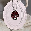 Gothic Style Alloy Enamel Red Rose Flower Vintage Pendant Necklaces for Women GR0561-5