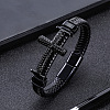 Artificial Leather Cord Braided Bracelets for Men FS-WGEBCD0-02-1