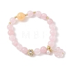 Round Natural Rose Quartz & Gemstone & Natural Freshwater Pearl Beaded Stretch Bracelets BJEW-C068-03G-2