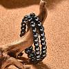 Synthetic Hematite Round Beaded Stretch Bracelet BJEW-F203-10-1