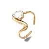 304 Stainless Steel Cubic Zirconia Cuff Open Rings SA-CBA54F2-03B-G-1