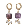 Gemstone Dangle Hoop Earrings EJEW-JE07248-3