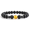 Round Natural Amber Beaded Stretch Bracelets for Women Men XP2963-1-1