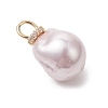 Electroplated Glass Imitation Pearl Pendants PALLOY-JF05266-02-3