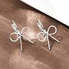 Bowknot Brass Leverback Earrings EJEW-A150-04B-P-3
