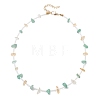 Natural Green Aventurine & Citrine Chip & Glass Seed Baeded Necklaces for Women NJEW-JN05603-01-3