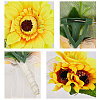 2Pcs Artificial Silk Sunflower Boutonniere Brooch JEWB-CP0001-01-4