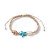 Natural Shell & Pearl & Synthetic Turquoise Braided Bead Bracelets BJEW-JB09914-3