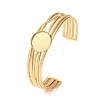 304 Stainless Steel Multi-strand Cuff Bracelet Blanks with Flat Round Bezel Settings SA-CBA4160-01A-G-1