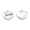 Wedding Theme Antique Silver Tone Tibetan Style Heart with Bride Rhinestone Charms LS-TIBEP-N005-12E-1