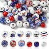 75Pcs 12 Styles Independence Day Theme Wood European Beads WOOD-FS0001-22-1