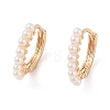 Brass with Plastic Pearl Hoop Earrings KK-N256-14G-1