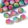 20Pcs Rainbow AB Resin Rhinestone Beads OACR-FS0002-33-2