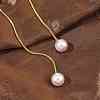 Ion Plating(IP) Round White Acrylic Imitation Pearl 304 Stainless Steel Round Snake Chain Lariat Necklaces NJEW-D269-01G-5