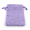 Polyester Imitation Burlap Packing Pouches Drawstring Bags X-ABAG-R005-14x10-03-1