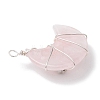 Natural Rose Quartz Copper Wire Wrapped Pendants PALLOY-JF02686-04-4