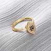 Brass Micro Pave Cubic Zirconia Rotating Cuff Rings RJEW-S636-02G-2