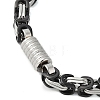 Grooved Column 304 Stainless Steel Byzantine Chain Bracelets BJEW-B093-07BP-2