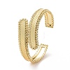 Brass Rectangle Open Cuff Bangle for Women BJEW-E072-01G-2