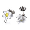 304 Stainless Steel Enamel Stud Earring Findings STAS-T052-43P-07-2