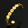 201 Stainless Steel Cuff Bangles for Women Flat Round with Cross & Butterfly & Heart & Star & Flower BJEW-T024-01E-G-1