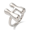 Initials Brass Open Cuff Ring for Women RJEW-N046-02H-P-1