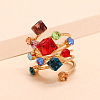 Cube & Flat Round Alloy Rhinestone Finger Rings FS-WG5656B-05-2