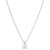 1Pc Stainless Steel Letter Rectangle Pendant Necklaces NJEW-LP0001-34B-P-1